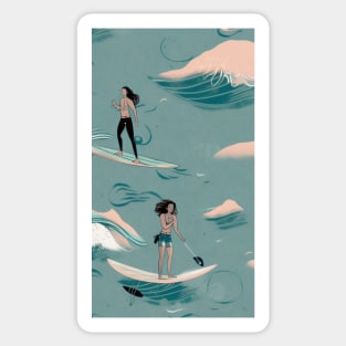 Paddleboarding Illustration Sticker